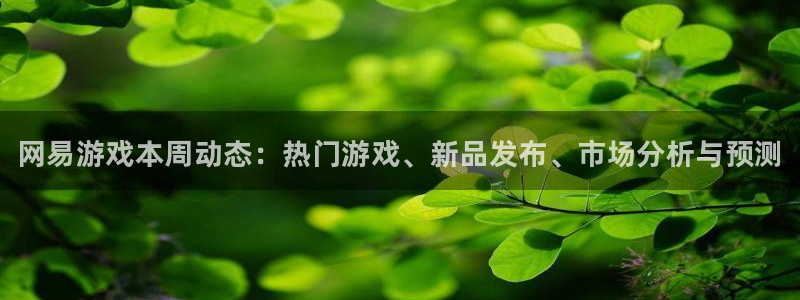 高德娱乐app下载地址：网易游戏本周动态：热门游戏、新品发布